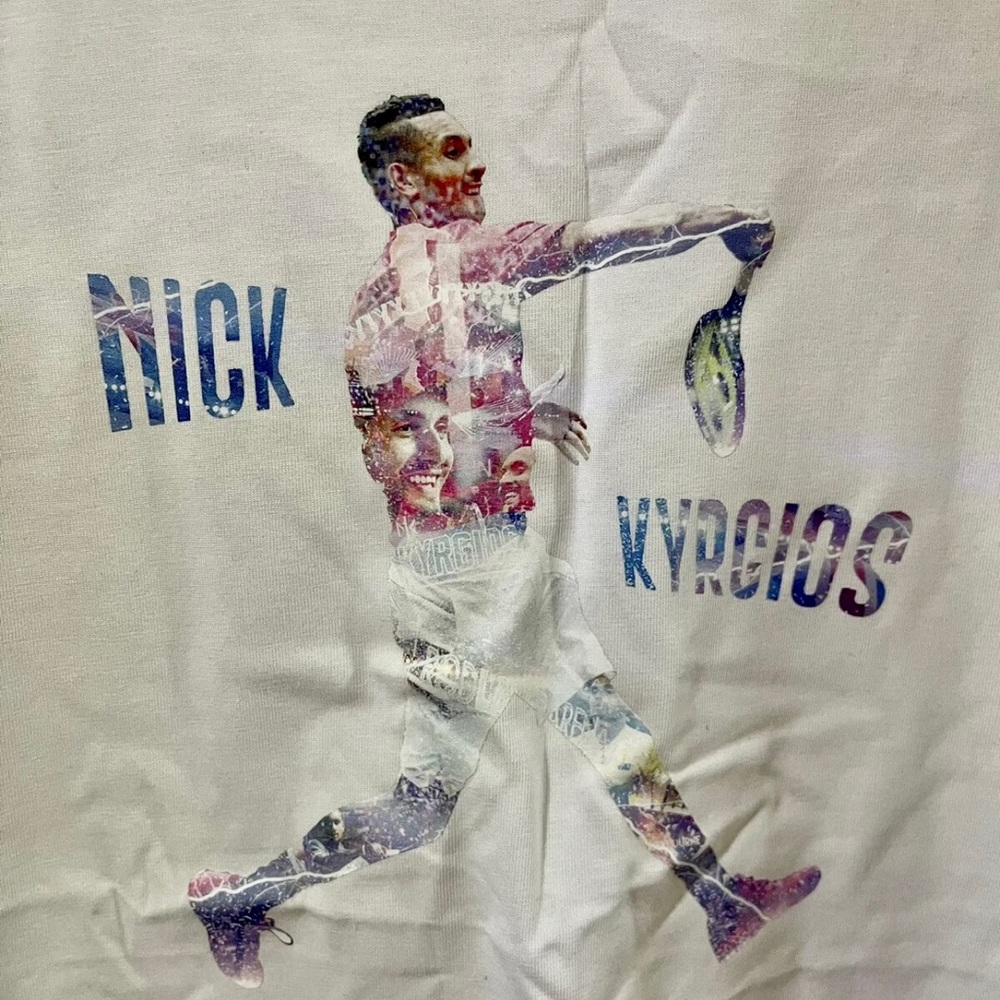 NEW NK NICK KYRGIOS WIMBLEDON TENNIS FINALS US OPEN T-SHIRT LARGE L Limited Ed - Picture 2 of 3